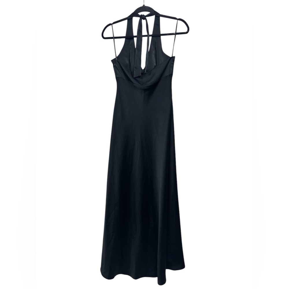 BCBG MaxAzria NWT black 80s halter formal evening wear prom goth maxi dress